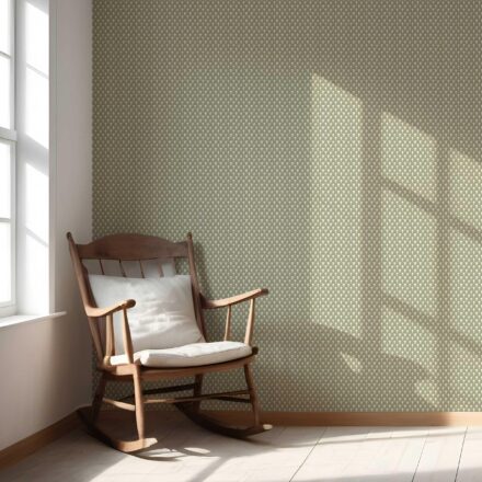 'Briar' Small-Scale Geometric Print Wallpaper (Olive Green/ White) - Image 5