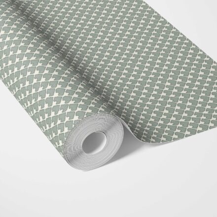 'Blizzard' Neutral-Toned Small-Scale Geometric Print Wallpaper (Gray-Green/ White)