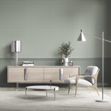 'Blizzard' Neutral-Toned Small-Scale Geometric Print Wallpaper (Gray-Green/ White) - Image 3