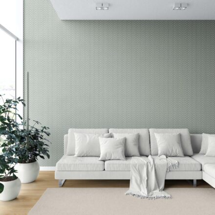 'Blizzard' Neutral-Toned Small-Scale Geometric Print Wallpaper (Gray-Green/ White) - Image 6