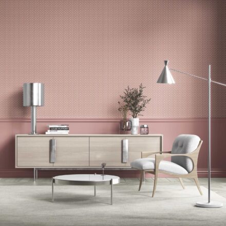 'Mexicali' Small-Scale Geometric Print Wallpaper (Blush Pink/ White) - Image 3