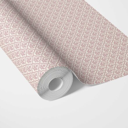 'Iruya' Small-Scale Floral Lattice Wallpaper (Soft Pink/ White)