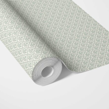 'Lacquered' Small-Scale Floral Lattice Wallpaper (Duck Egg Blue/ White)