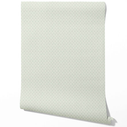 'Lacquered' Small-Scale Floral Lattice Wallpaper (Duck Egg Blue/ White) - Image 2