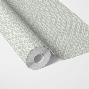 'Groove' Small-Scale Floral Lattice Wallpaper (Duck Egg Blue/ White)