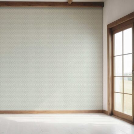 'Groove' Small-Scale Floral Lattice Wallpaper (Duck Egg Blue/ White) - Image 7