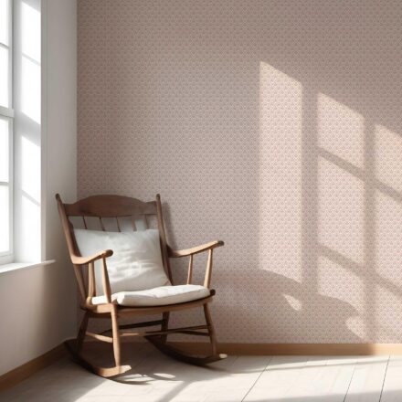 'Coffee Bean' Small-Scale Floral Lattice Wallpaper (Pink/ White) - Image 5