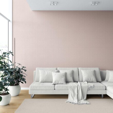 'Coffee Bean' Small-Scale Floral Lattice Wallpaper (Pink/ White) - Image 6