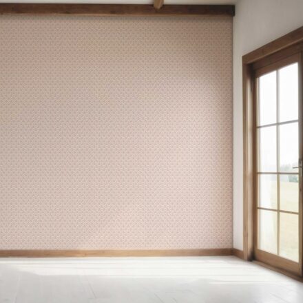 'Coffee Bean' Small-Scale Floral Lattice Wallpaper (Pink/ White) - Image 7