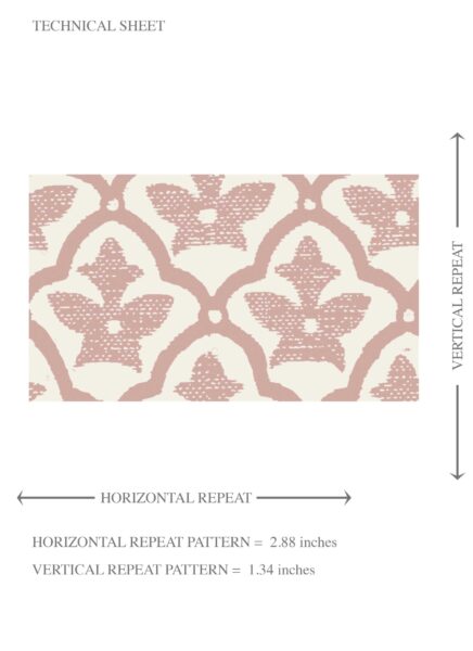 'Coffee Bean' Small-Scale Floral Lattice Wallpaper (Pink/ White) - Image 8