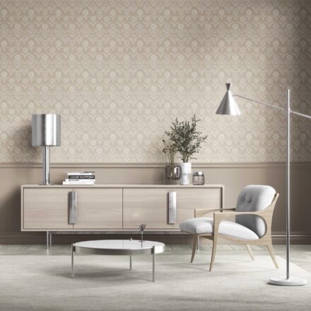 'Kiva Glow' Modern Neural-Toned Floral/ Botanical Wallpaper (Beige/ White) - Image 5