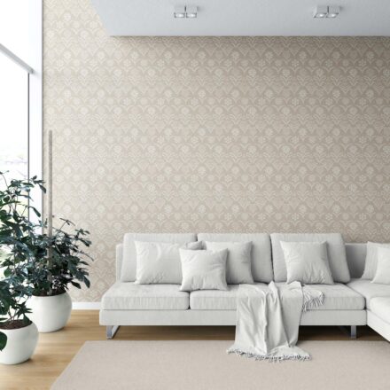 'Kiva Glow' Modern Neural-Toned Floral/ Botanical Wallpaper (Beige/ White) - Image 6