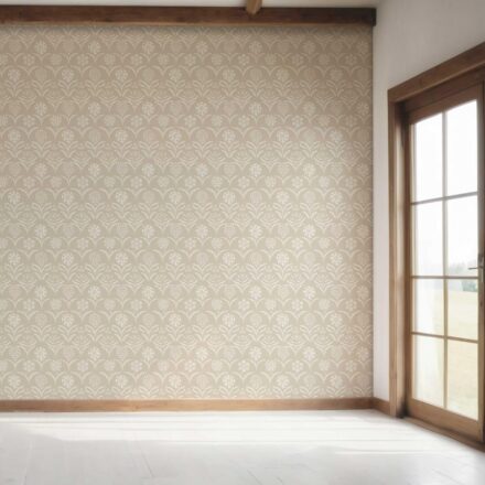'Kiva Glow' Modern Neural-Toned Floral/ Botanical Wallpaper (Beige/ White) - Image 7