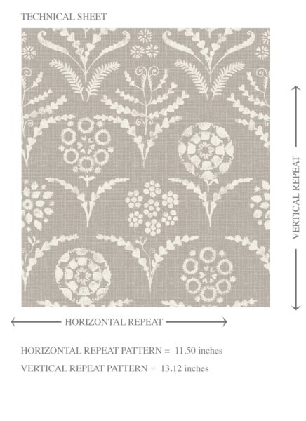 'Prometheus' Modern Neural-Toned Floral/ Botanical Wallpaper (Warm Gray/ Greige/ White) - Image 8