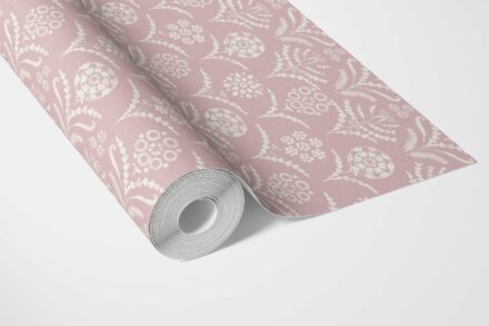 'Griffin' Modern Floral Botanical Wallpaper (Pink/ White) - Image 3