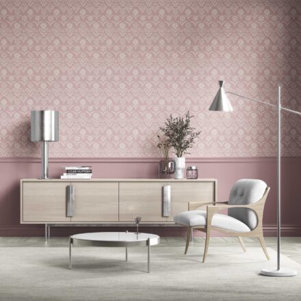 'Griffin' Modern Floral Botanical Wallpaper (Pink/ White) - Image 5