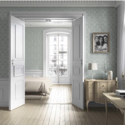 'Giulia' Modern Floral Botanical Wallpaper (Duck Egg Blue/ White) - Image 4