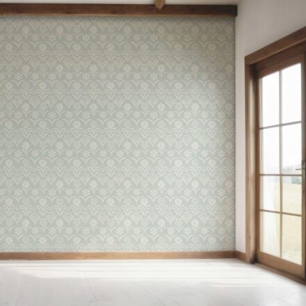 'Giulia' Modern Floral Botanical Wallpaper (Duck Egg Blue/ White) - Image 7