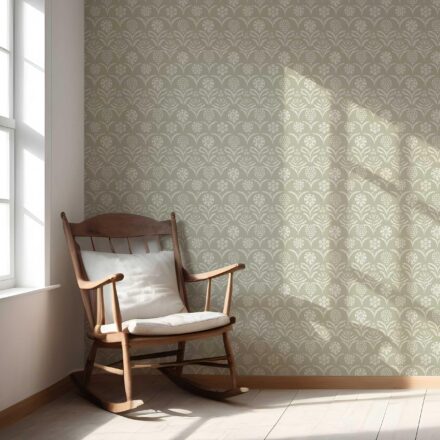 'Irtyu' Modern Floral Botanical Wallpaper (Light Olive Green) - Image 5