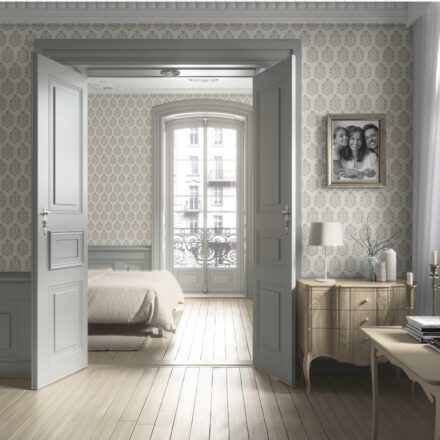 'Casablanca' Vintage-Inspired Floral Block Print Wallpaper (Cream/ Beige/ Greige) - Image 4