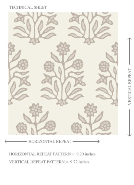 'Casablanca' Vintage-Inspired Floral Block Print Wallpaper (Cream/ Beige/ Greige) - Image 8