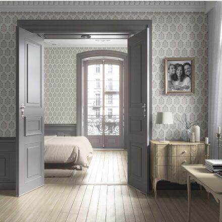 'Pegasus' Neutral-Toned Botanical Floral Block Print Wallpaper (Cream/ Gray/ Greige) - Image 4