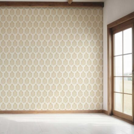 'Garuda' Neutral-Toned Botanical Floral Block Print Wallpaper (Yellow/ Cream) - Image 7