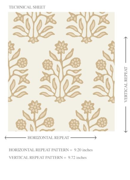 'Garuda' Neutral-Toned Botanical Floral Block Print Wallpaper (Yellow/ Cream) - Image 8