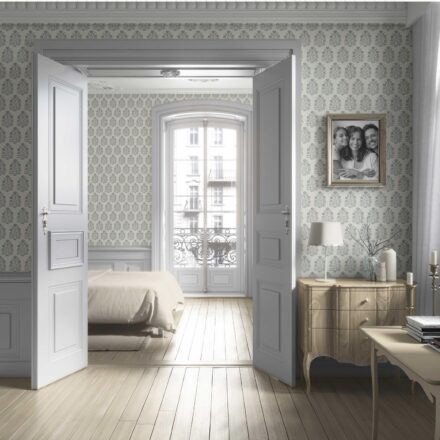 'Santa Ynez' Neutral-Toned Botanical Floral Block Print Wallpaper (Sage Gray/ Cream) - Image 4