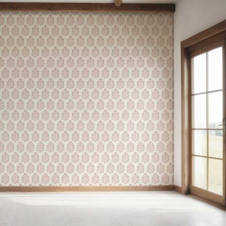 'Summaq' Vintage-Inspired Floral Block Print Wallpaper (Pink/ Cream) - Image 7