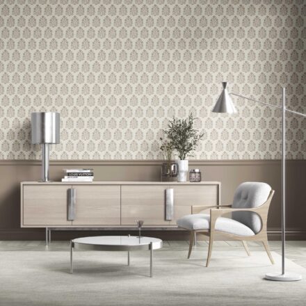 'Tapestry' Neutral-Toned Botanical Floral Block Print Wallpaper (Brown/ Beige/ Cream) - Image 2