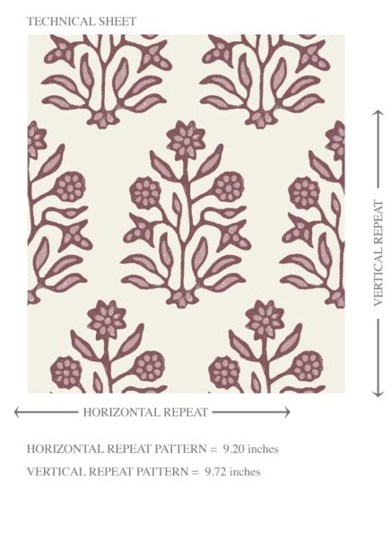 'Midas' Vintage-Inspired Floral Block Print Wallpaper (Deep Pink/ Cream) - Image 8