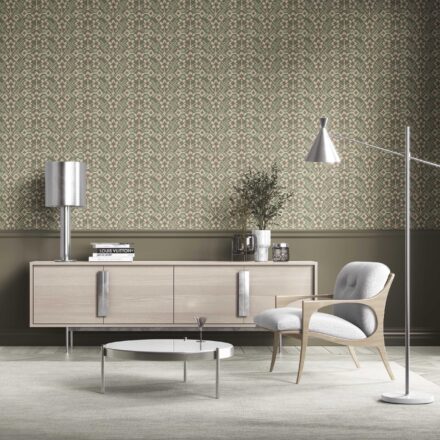 'Walden Rock' Modern Botanical Floral Wallpaper (Olive Green/ Beige) - Image 2