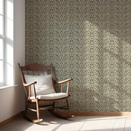 'Walden Rock' Modern Botanical Floral Wallpaper (Olive Green/ Beige) - Image 5