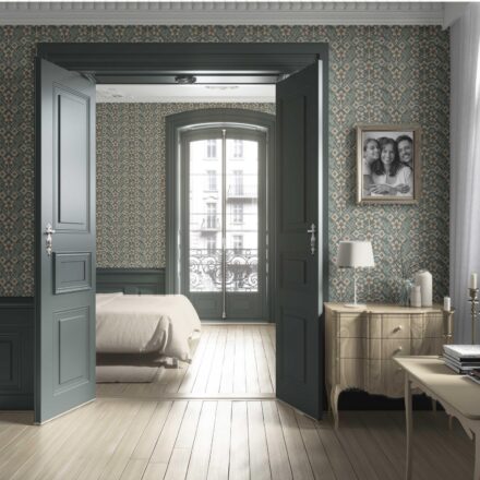 'Aramis' Modern Botanical Floral Wallpaper (Forest Green / Beige) - Image 4