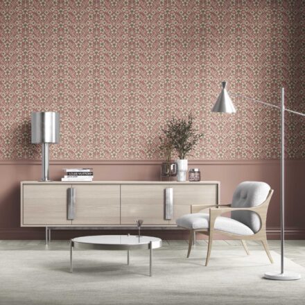 'Viridian' Modern Botanical Floral Wallpaper (Peach/ Dusky Pink/ Beige) - Image 2