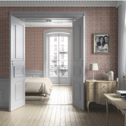'Viridian' Modern Botanical Floral Wallpaper (Peach/ Dusky Pink/ Beige) - Image 4