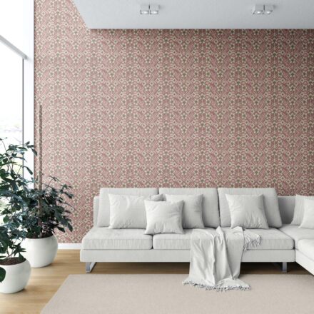 'Viridian' Modern Botanical Floral Wallpaper (Peach/ Dusky Pink/ Beige) - Image 6