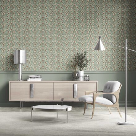 'Samak' Modern Botanical Floral Wallpaper (Sage Green/ Beige) - Image 2