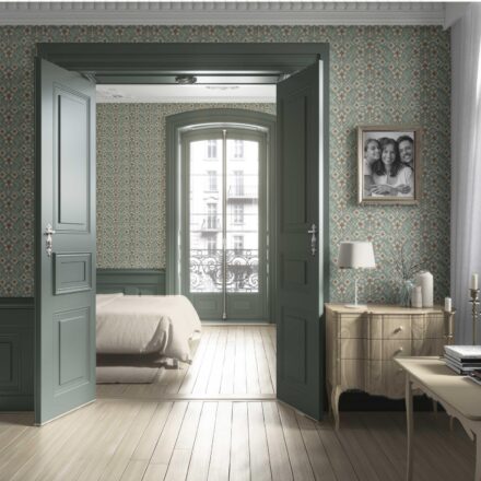 'Samak' Modern Botanical Floral Wallpaper (Sage Green/ Beige) - Image 4