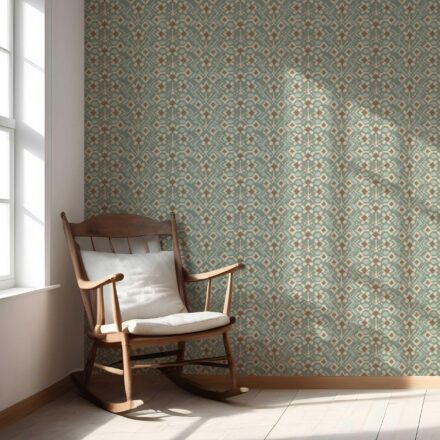 'Samak' Modern Botanical Floral Wallpaper (Sage Green/ Beige) - Image 5