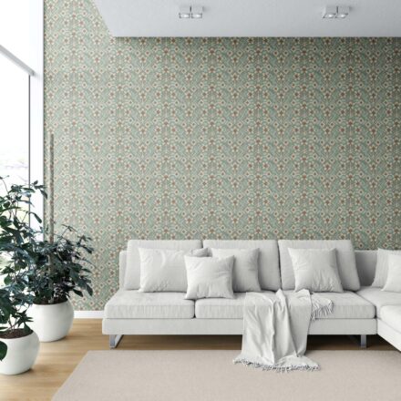 'Samak' Modern Botanical Floral Wallpaper (Sage Green/ Beige) - Image 6