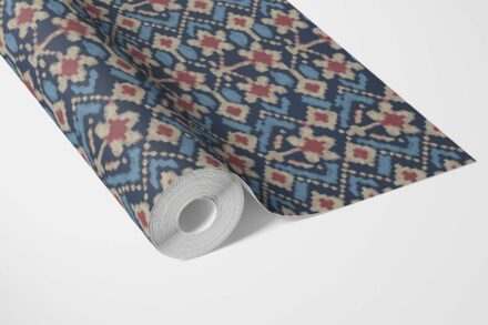 'Rubiyan' Modern Botanical Floral Wallpaper (Navy Blue/ Pink/ Beige) - Image 3