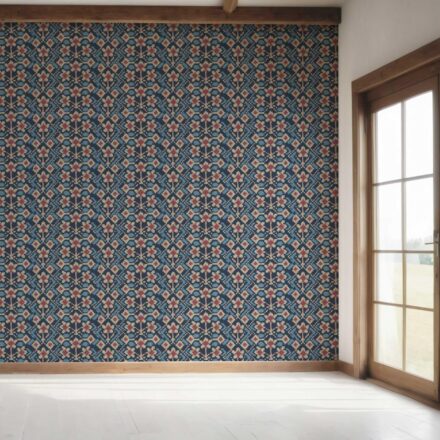 'Rubiyan' Modern Botanical Floral Wallpaper (Navy Blue/ Pink/ Beige) - Image 7