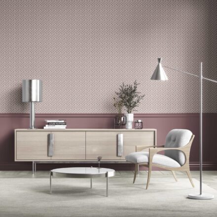 'Shelley' Small-Scale Floral Lattice Wallpaper (Pink/ White) - Image 3