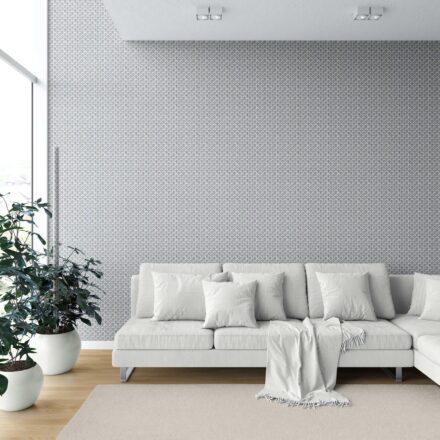 'Auguste' Small-Scale Floral Lattice Wallpaper (Blue/ Gray/ White) - Image 6