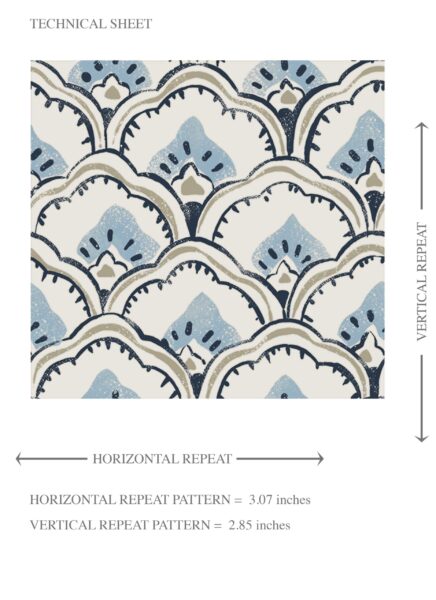 'Auguste' Small-Scale Floral Lattice Wallpaper (Blue/ Gray/ White) - Image 8