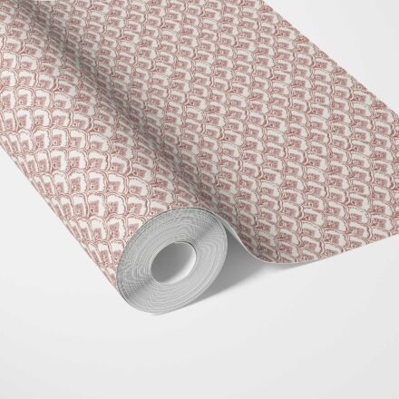 'Kinkajou' Small-Scale Floral Lattice Wallpaper (Red/ Pink/ White)