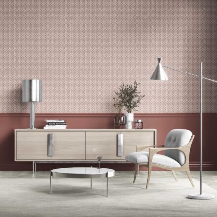 'Kinkajou' Small-Scale Floral Lattice Wallpaper (Red/ Pink/ White) - Image 3