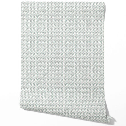 'Tayeb' Small-Scale Floral Lattice Wallpaper (Blue-Green/ White) - Image 2